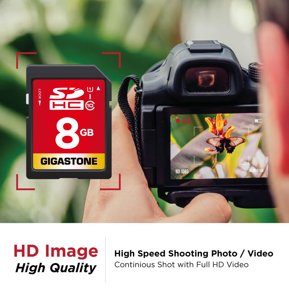 Gigastone 8GB SDHC Memory Card, Pack of 2, High Speed for Reserving Photos, Videos, Music, Voice Files, Camcorder, Camera, Recorder, PC, Mac, Class 10